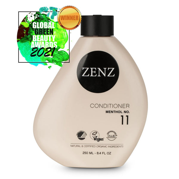 ZENZ Organic Conditioner Menthol no. 11, 250 ml, 8.4 fl.oz., Nordic Swan Ecolabel, Vegan , Ocean Waste Plastic, Natural & Certified Organic Ingredients, Global Green Beauty Awards 2021 winner