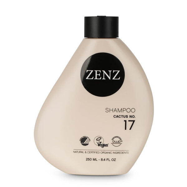 ZENZ Organic Shampoo Cactus no. 17, 250 ml, 8.4 fl. oz., Nordic Swan Ecolabel, Vegan, Ocean Waste Plastic, Natural & Certified Organic Ingredients