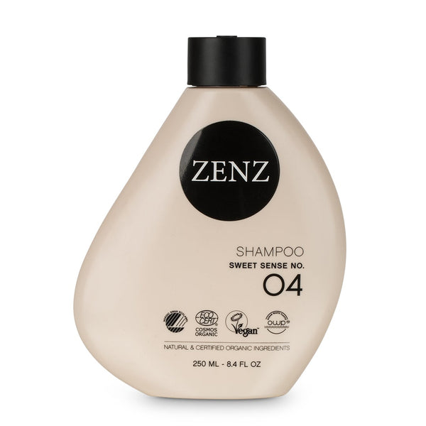 ZENZ Organic Shampoo Sweet Sense no. 04, 250 ml, 8.4 fl. oz., Nordic Swan Ecolabel, Cosmos Organic Ecocert, Vegan, Ocean Waste Plastic, Natural & Certified Organic Ingredients 